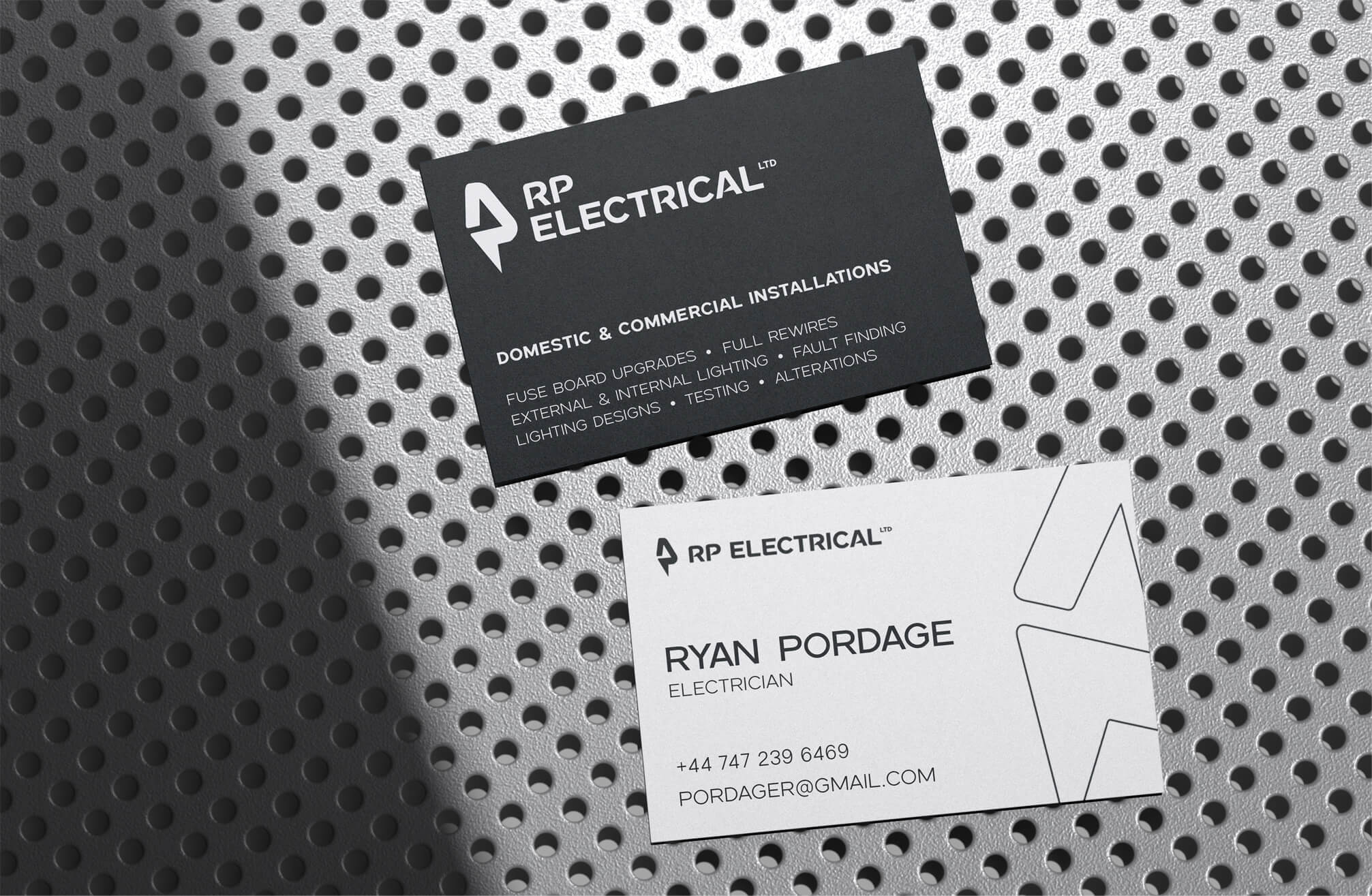 RP Electrical Ltd business card back